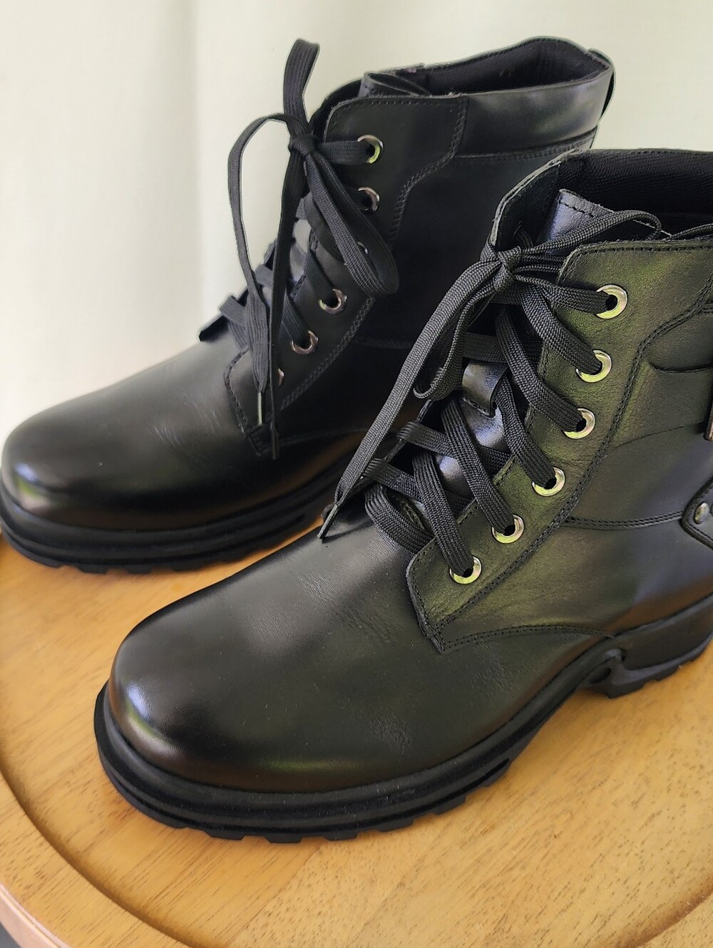 Calto Mens Invisible Height Increasing Black Lace-Up Combat Boots Size 9 - Picture 6 of 10